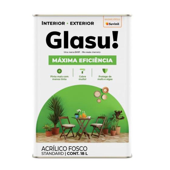 Imagem de Tinta Acrilica Glasu Máxima Eficiencia Fosco 18l