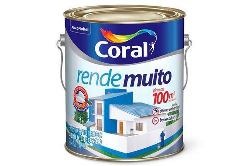 Tinta Acrílica/látex Fosca Rende Muito Coral 3,6 Litros Menor preço em Tinta Acrílica/látex Fosca Rende Muito Coral 3,6 Litros