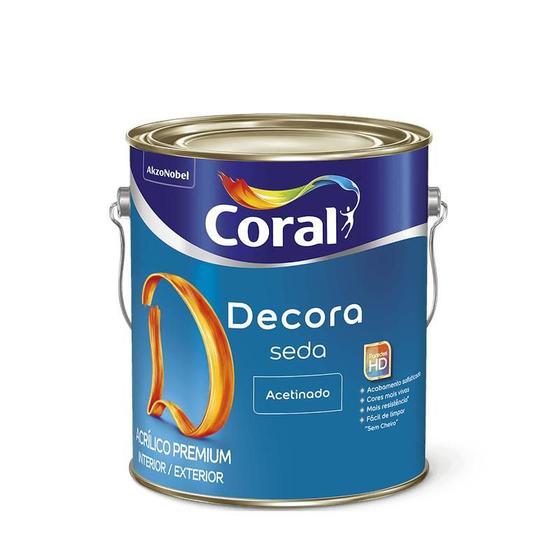 Imagem de Tinta Acrílica Lavável Acetinada Coral Decora Seda 3,6L 3 cores