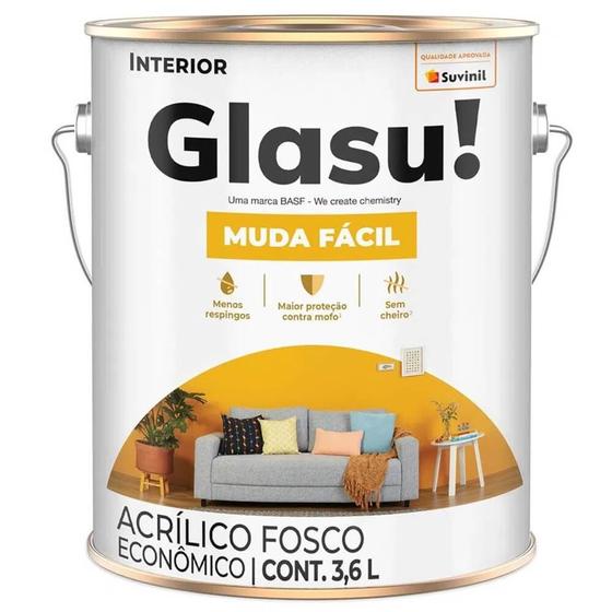 Tinta Acrílica Muda Fácil Terno Cinza 3,6 Litros Glasu - 50748405  - SUVINIL é boa?