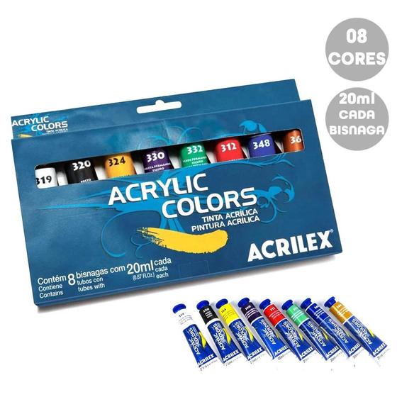 Tinta Acrilica para Tela 20ml Acrilex 08 cores Menor preço em Tinta Acrilica para Tela 20ml Acrilex 08 cores