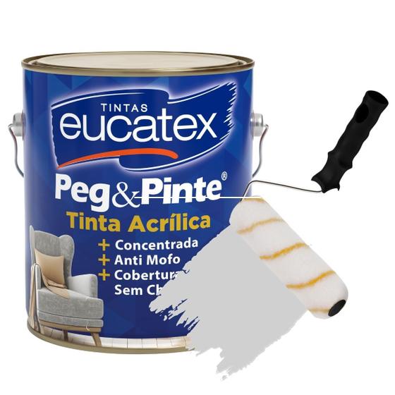 Imagem de Tinta Acrilica Parede Interior Peg E Pinte 3,6L + Rolo Anti Respingo