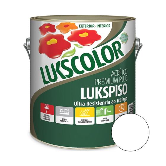 Imagem de Tinta Acrílica Piso Premium Plus 3,6L Lukscolor Lukspiso Resistente Garagem Quadra Calçada Estacionamento Cimentado Concreto - Branco