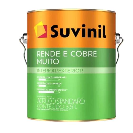 Imagem de Tinta Acrílica Rende e Cobre Muito Branco Fosco 3.6 litros - Suvinil