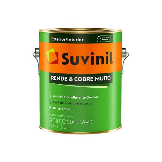 Tinta Acrílica Rende E Cobre Muito Fosco 3,6l - Suvinil Menor preço em Tinta Acrílica Rende E Cobre Muito Fosco 3,6l - Suvinil