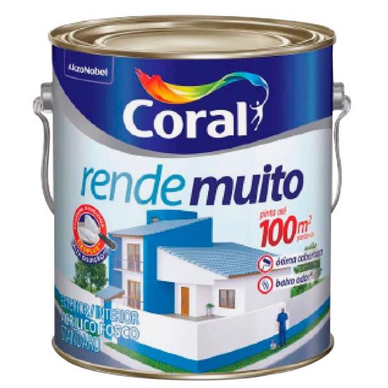 Tinta Acrílica Rende Muito Branco Fosco 3.6 litros - Coral Menor preço em Tinta Acrílica Rende Muito Branco Fosco 3.6 litros - Coral