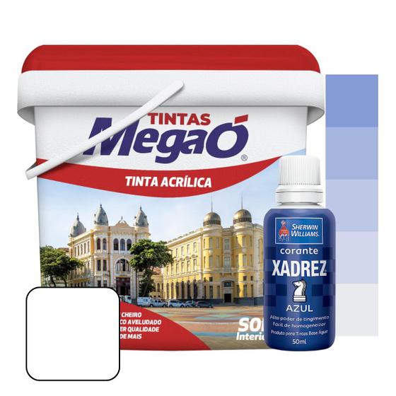 Imagem de Tinta Acrílica Soft Econômica 3,6L MegaÓ Branco + Bisnaga Xadrez Parede Teto Interno - Cores