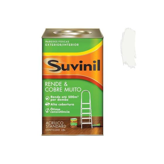 Tinta Acrílica Standard Rende e Cobre Muito Branco 18 Litros - Suvinil Menor preço em Tinta Acrílica Standard Rende e Cobre Muito Branco 18 Litros - Suvinil