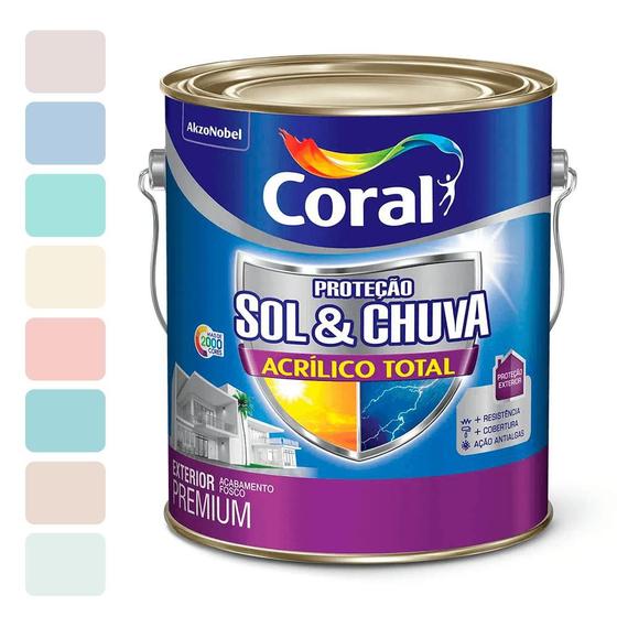 Tinta Acrílico Total Proteção Sol e Chuva Coral 3,2L - Tinta para ...