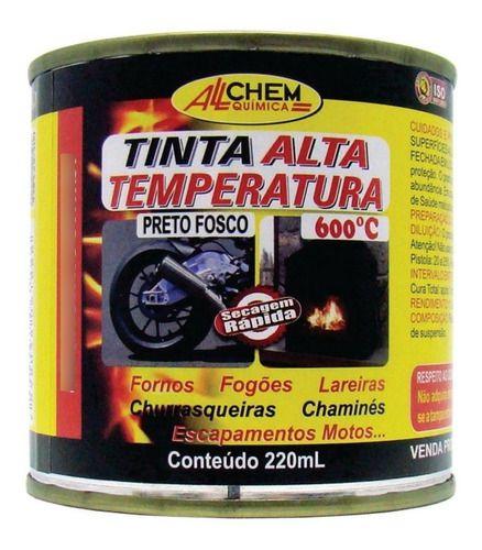 Imagem de Tinta Alta Temp Preto 600 P/ Chaminés Fornos Lareira 220ml