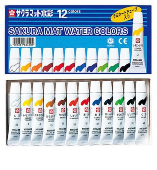 Imagem de Tinta Aquarela Mat Water Colors Sakura 12 cores
