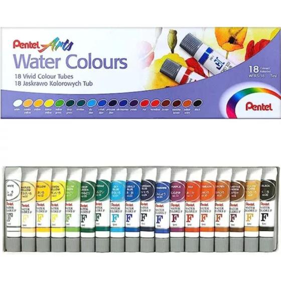 Imagem de Tinta Aquarela Pentel Arts Water Colours Com 18 Cores Wfrs