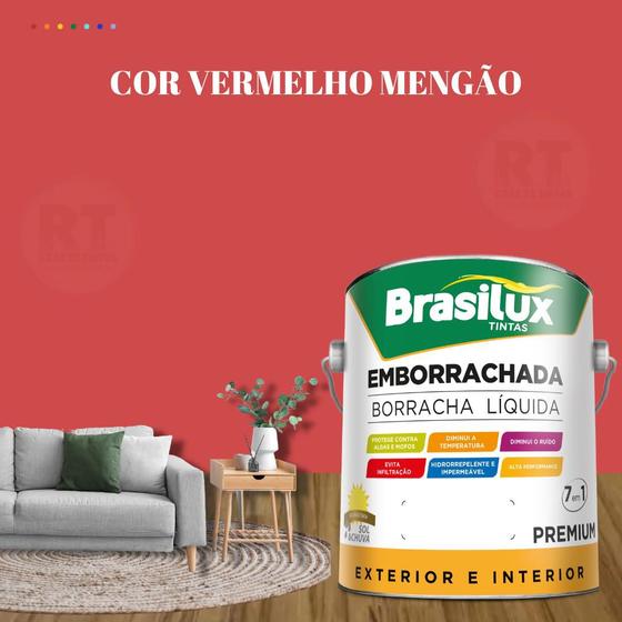 Imagem de Tinta Borracha Líquida Cor Vermelho Para Parede 3,2l Acrílica Lavável Antimofo.