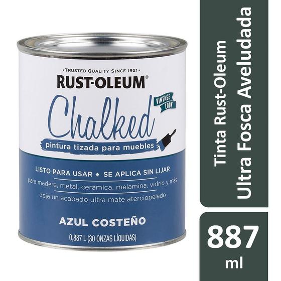 Imagem de Tinta Chalked Base Água 0,887L Efeito Giz/Aveludado Ultra Fosco Azul Costeiro Rust-Oleum