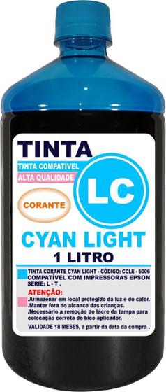 Imagem de Tinta Ciano Light 1 Litro Compatível Impressoras L800 L801 L805 L1800