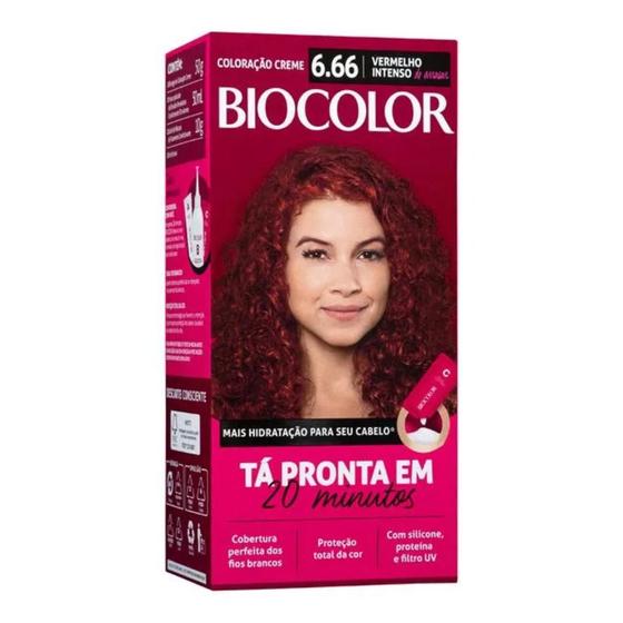 Imagem de Tinta Coloração Creme permanente Vermelho Intenso 6.66 Biocolor