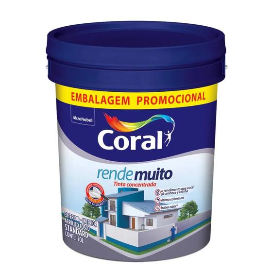 Tinta Coral 20 Litros Rende Muito Branco Menor preço em Tinta Coral 20 Litros Rende Muito Branco