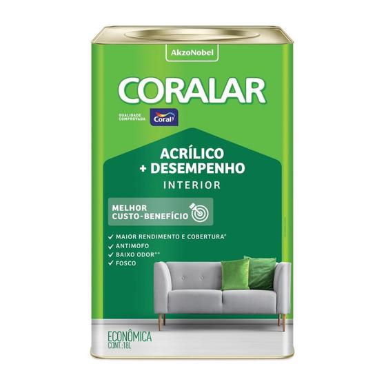 Imagem de Tinta Coral Coralar Acrílico Mais Desempenho  Cor Branco 18L