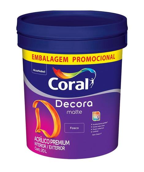 Imagem de Tinta Coral Decora Acrílica Premium Fosco Branco 20 Litros