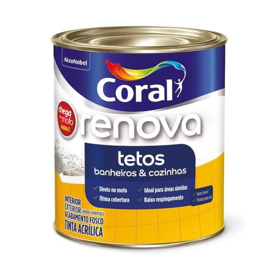 Imagem de Tinta Coral Renova Tetos Banheiros & Cozinhas Cor Branco 3,6L