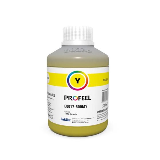 Imagem de Tinta Corante Profeel E0017 500ml Amarelo Compatível com Impressora Jato de Tinta L380 L365 L375 L3110 L3150 L3210 L3250 L800 L801 L810 L850 L1800