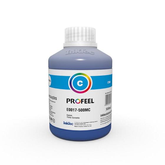 Imagem de Tinta Corante Profeel  E0017 500ml Cyan Compatível com Impressora Jato de Tinta L380 L365 L375 L3110 L3150 L3210 L3250 L800 L801 L805 L810 L850 L1800