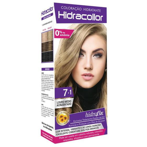 Tinta de Cabelo Hidracollor 7.1 Loiro Medio Acinzentado 100ml - Tinta ...
