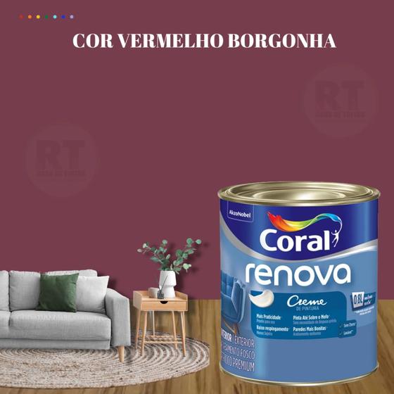 Imagem de Tinta de Parede Acrílica Cor Vermelho Coral Renova 800ml Premium Antimofo.