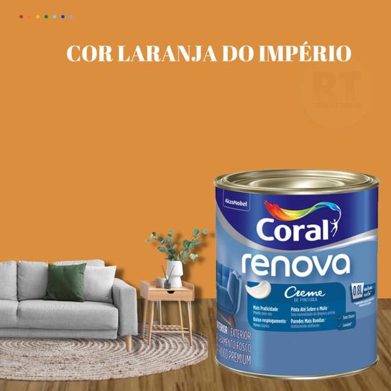 Tinta de Parede Acrílica Coral Renova Cor Laranja 800ml Lavável Premium Antimofo Menor preço em Tinta de Parede Acrílica Coral Renova Cor Laranja 800ml Lavável Premium Antimofo