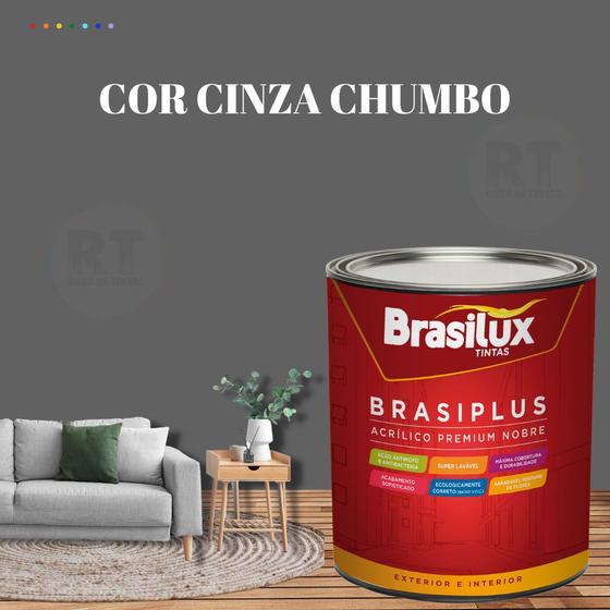 Tinta de Parede Cinza Chumbo 800ml Brasiplus Acrílica Fosca Menor preço em Tinta de Parede Cinza Chumbo 800ml Brasiplus Acrílica Fosca