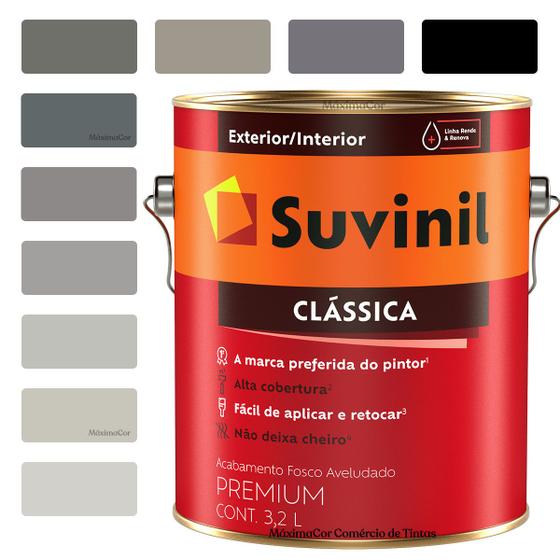 Tinta de Parede Cores Cinza Suvinil Antimofo Clássica 3,2L Menor preço em Tinta de Parede Cores Cinza Suvinil Antimofo Clássica 3,2L