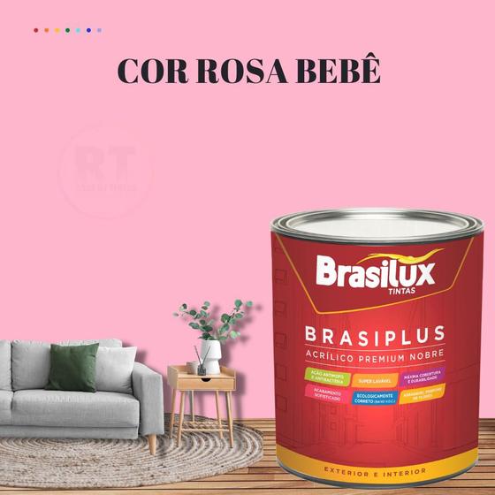 Tinta De Parede Rosa Bebê 800ml Brasiplus Acrílica Fosca Menor preço em Tinta De Parede Rosa Bebê 800ml Brasiplus Acrílica Fosca