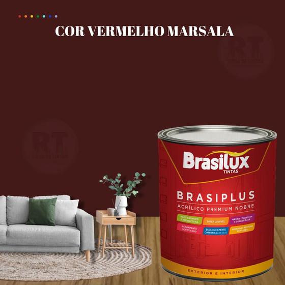 Imagem de Tinta de Parede Semi Brilho Vermelho Brasiplus 800ml Acrilica Lavável.