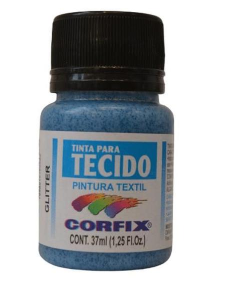 Imagem de Tinta De Tecido 37 Ml Corfix Com Glitter ul Turquesa