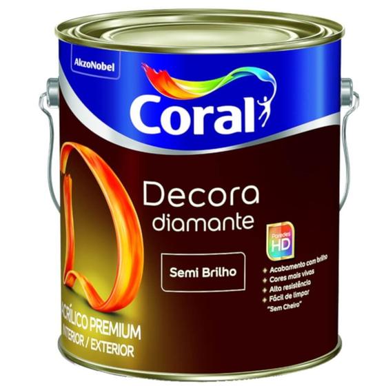 Imagem de Tinta Decora Acrílica Premium Semi Brilho 3,6 Litros Branca - 5239390 - CORAL