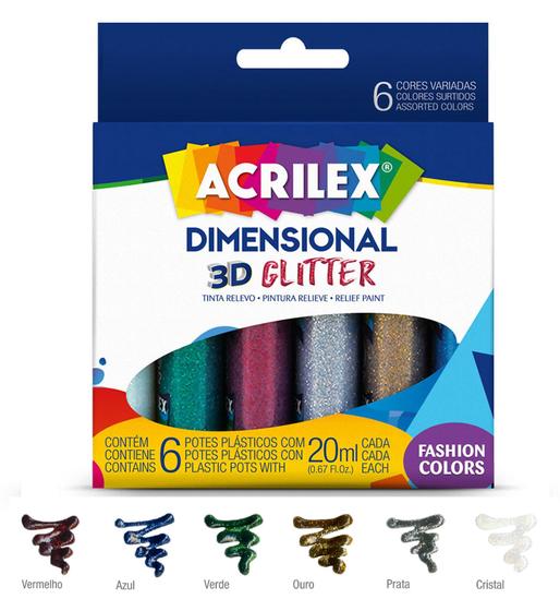 Imagem de Tinta Dimensional Relevo 3D 6 Cores - Acrilex + Nota Fiscal