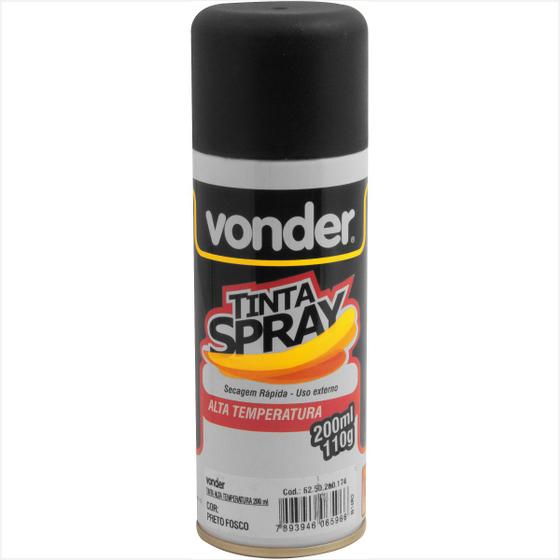 Imagem de Tinta em spray alta temperatura preta com 200 ml - Vonder