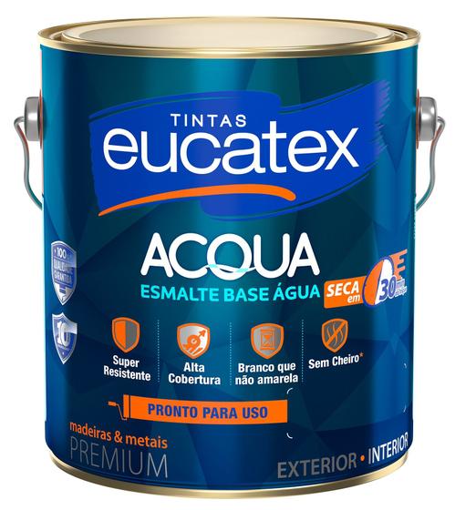 Imagem de Tinta Esmalte Acetinado Acqua Metal Madeira Eucatex 900ML 6 Cores