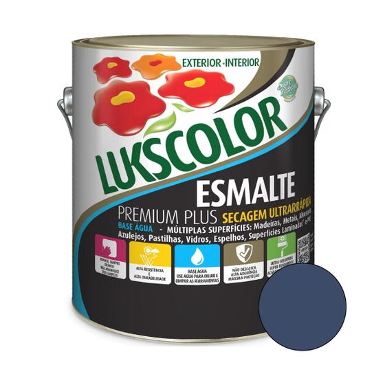 Imagem de Tinta Esmalte Base Água Premium Plus Brilhante 3,6 Litros Metal Aço Madeira PVC Azulejo - Azul Del Rey