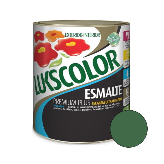 Imagem de Tinta Esmalte Base Água Premium Plus Brilhante 900ml 1/4 Metal Aço Madeira PVC Azulejo - Verde Folha