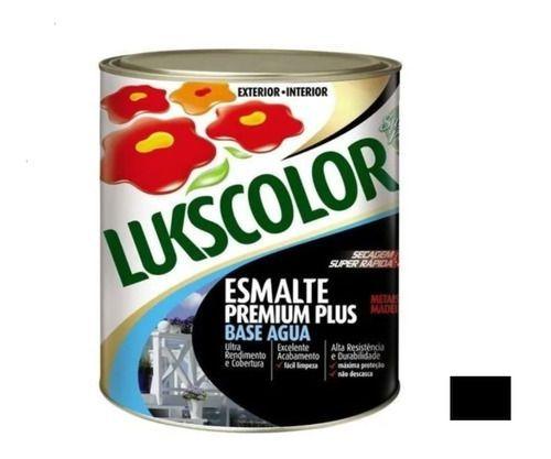 Imagem de Tinta Esmalte Base De Água 900ml Lukscolor - Preto Fosco