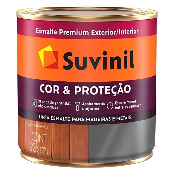 Imagem de Tinta Esmalte Cor e Proteção Fosco Preto para Madeiras e Metais 225ml - 50790986 - SUVINIL