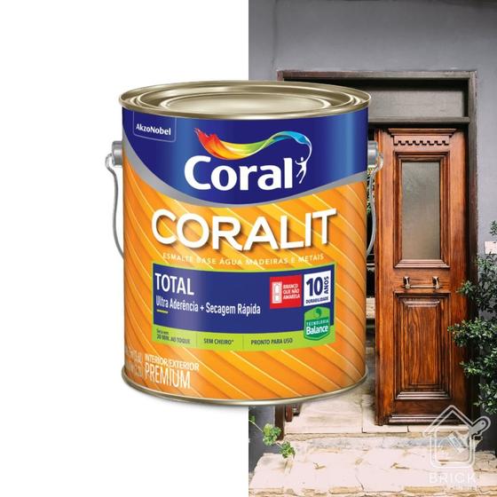 Imagem de Tinta Esmalte Coralit Total Para Madeira e Metais Acetinado Branco 3,6L