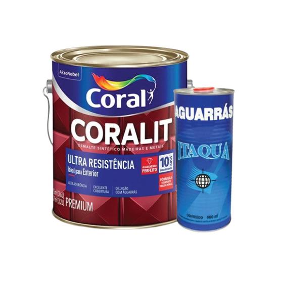 Imagem de Tinta Esmalte Coralit Ultra Resistência 3,6L + Aguarras 900ML