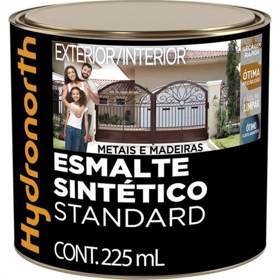 Imagem de Tinta Esmalte Hydronorth Standard Brilhante Para Metais E Madeiras 225Ml Preto