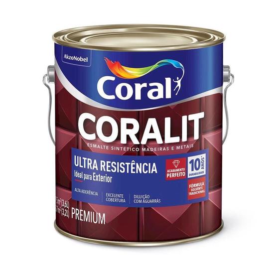 Tinta Esmalte Madeiras e Metais Sintético Marrom 3.6 litros - Coralit Menor preço em Tinta Esmalte Madeiras e Metais Sintético Marrom 3.6 litros - Coralit