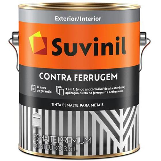Tinta Esmalte Premium Contra Ferrugem Preto Brilhante 3,6LT - Suvinil Menor preço em Tinta Esmalte Premium Contra Ferrugem Preto Brilhante 3,6LT - Suvinil