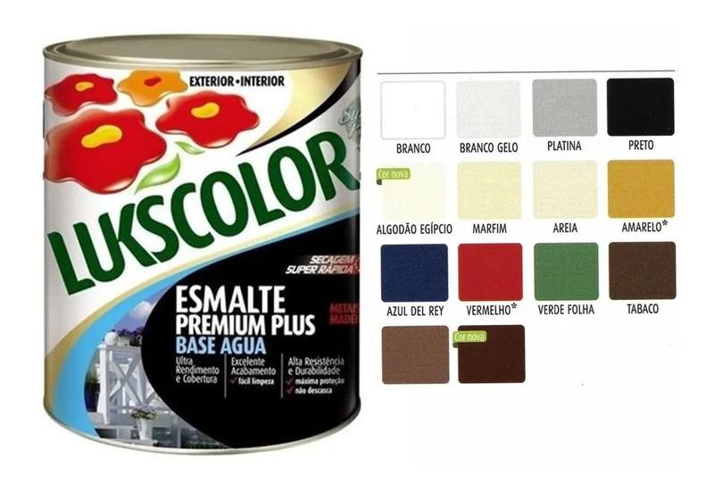 Tinta Esmalte Sintético Base Água 900ml Lukscolor - Cores - Esmalte ...