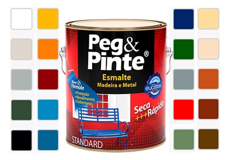 Tinta Esmalte Sintético Brilhante Metal Madeira 3,6l Eucatex Peg e Pinte Menor preço em Tinta Esmalte Sintético Brilhante Metal Madeira 3,6l Eucatex Peg e Pinte
