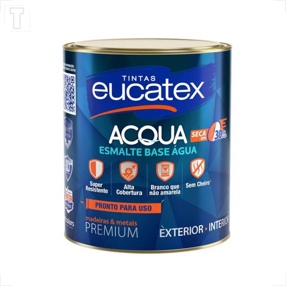 Imagem de Tinta esmalte sintetico eucatex 900ml base agua branco brilhante pronto p/uso